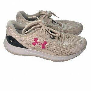 Under Armour Women's Cream and Pink Sneakers